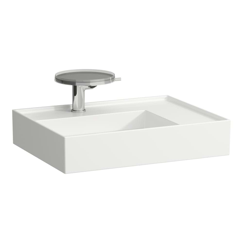 LAUFEN Kartell LAUFEN Umyvadlo se skrytým odpadem, odkládací plocha vpravo, broušená spodní část 600 x 460 x 150 mm #H8183340008151