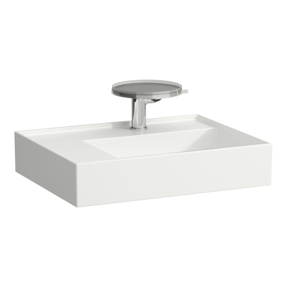 LAUFEN Kartell LAUFEN Umyvadlo se skrytým odpadem, odkládací plocha vlevo, broušená spodní část 600 x 460 x 150 mm #H8183357591581