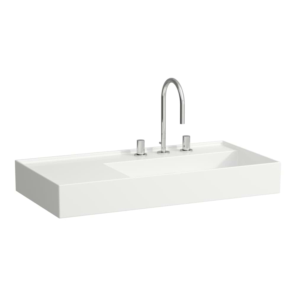 LAUFEN Kartell LAUFEN Umyvadlo se skrytým odpadem, odkládací plocha vlevo, broušená spodní část 900 x 460 x 150 mm #H818339A001581