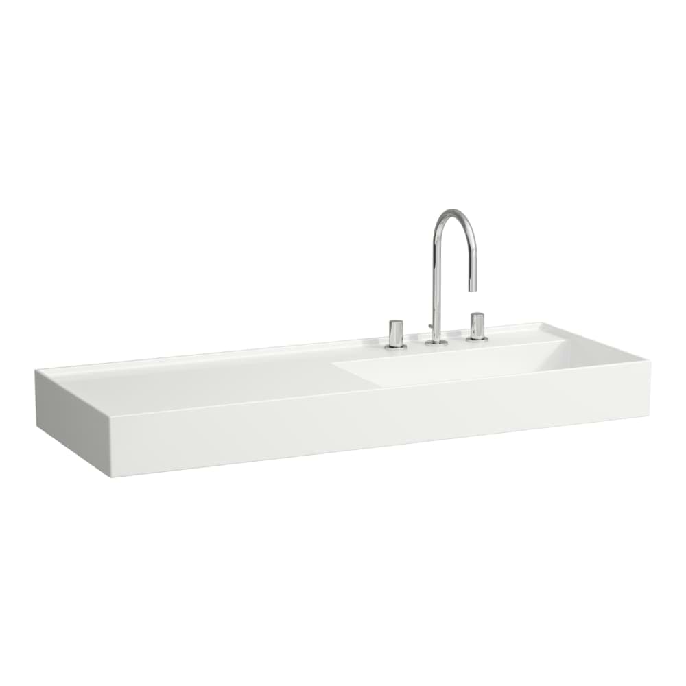 LAUFEN Kartell LAUFEN Umyvadlo do nábytku, s odkládací plochou vlevo, včetně odpadního ventilu (neuzavíratelný) H898301 1200 x 460 x 120 mm #H8133337581581