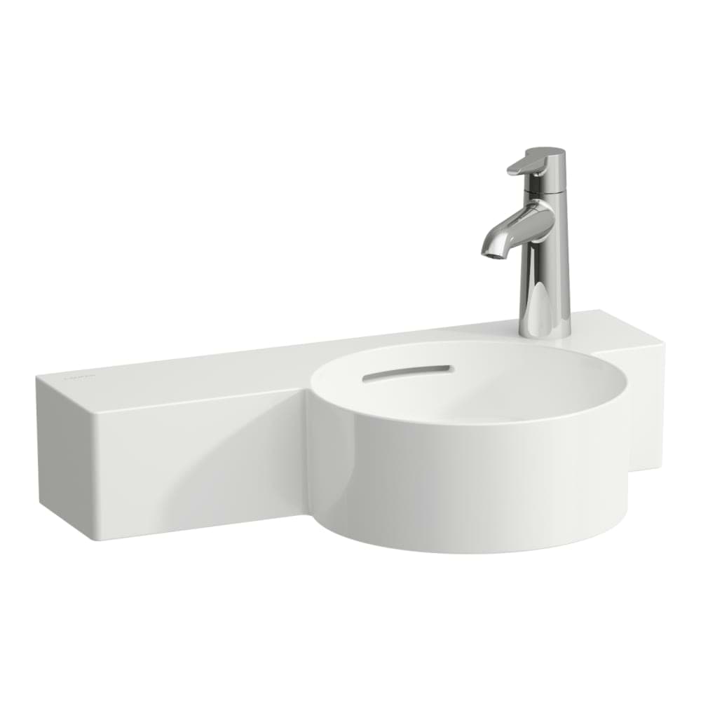 LAUFEN VAL Kulaté umývátko, s odkládací plochou vlevo, řezatelné do 430 mm 550 x 315 x 115 mm #H815284A001061