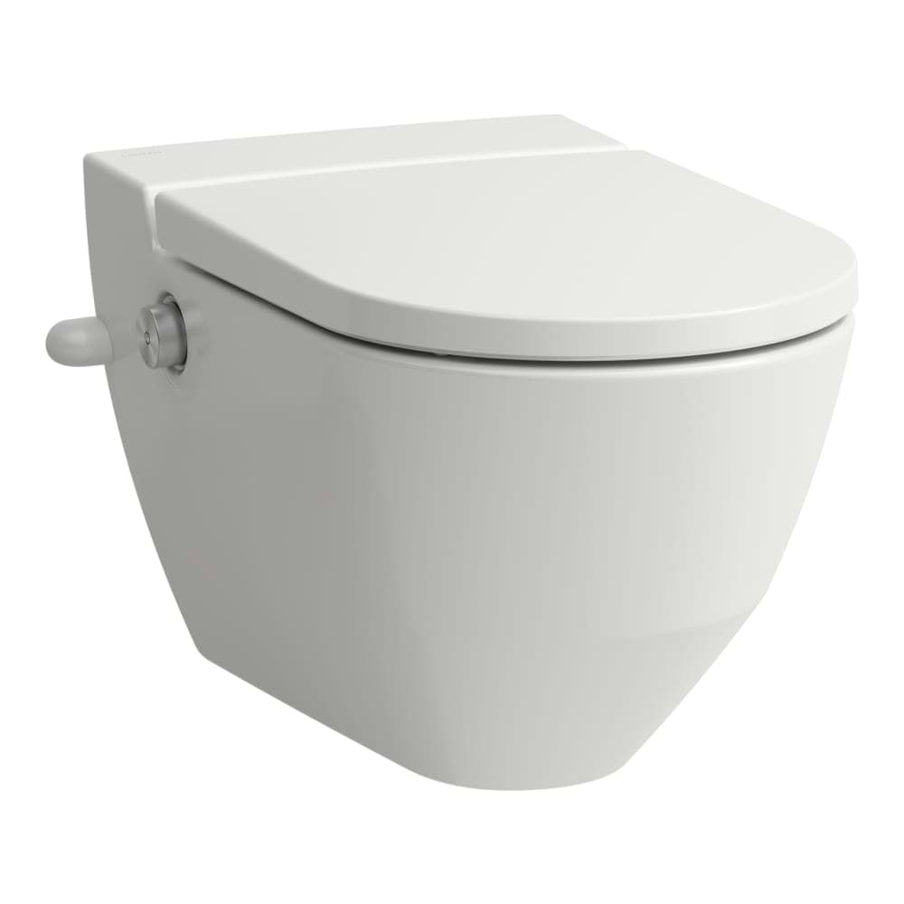 LAUFEN CLEANET NAVIA Klozet se sprškou 'rimless', závěsný, hluboké splachování, bez oplachového kruhu, včetně sedátka s poklopem, odnímatelné, zpomalovací sklápěcí systém 580 x 370 x 380 mm #H820601A007171