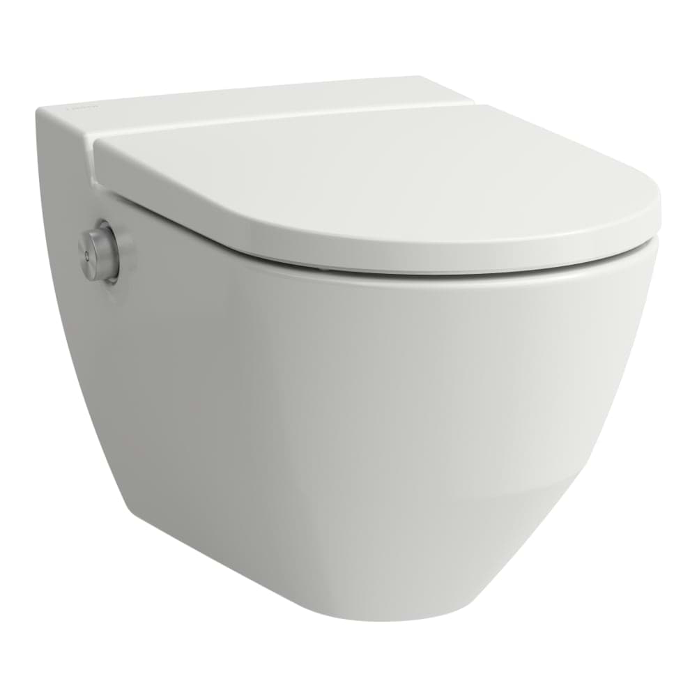 LAUFEN CLEANET NAVIA Klozet se sprškou 'rimless', závěsný, hluboké splachování, bez oplachového kruhu, včetně sedátka s poklopem, odnímatelné, zpomalovací sklápěcí systém 580 x 370 x 380 mm #H820601A000001