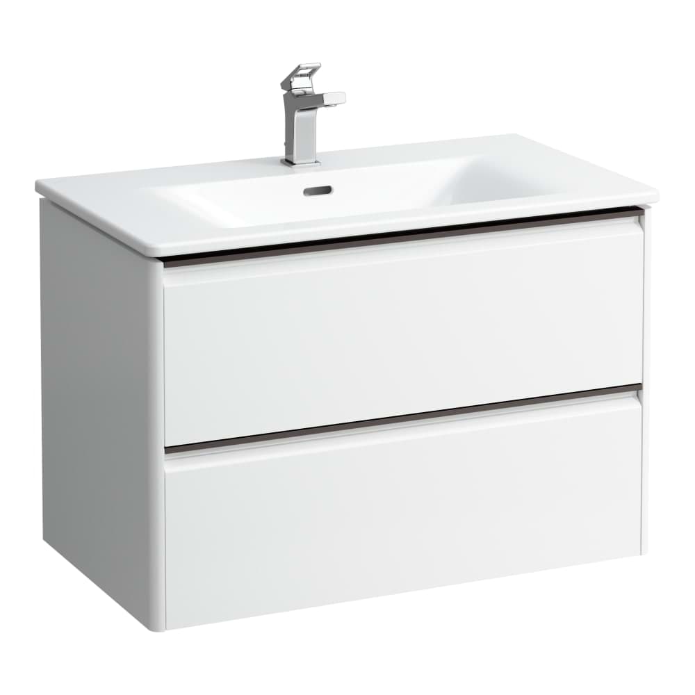 LAUFEN PALACE Umyvadlo slim se skříňkou 80 cm, se 2 zásuvkami, vč. dělícího systému do zásuvek. Lze instalovat standardní nebo prostorově úsporný sifon H894250, s držákem z tmavého hliníku 800 x 450 x 545 mm #H8617059991041 - 999 - Multicolour