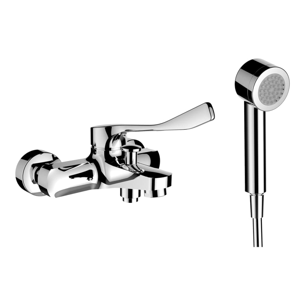 LAUFEN CITYPRO LIBERTY Vanová nástěnná páková baterie, kartuše Ecototal, se sprchovou hadicí 1500 mm a ruční sprchou Aquajet, chrom #HF500962100694