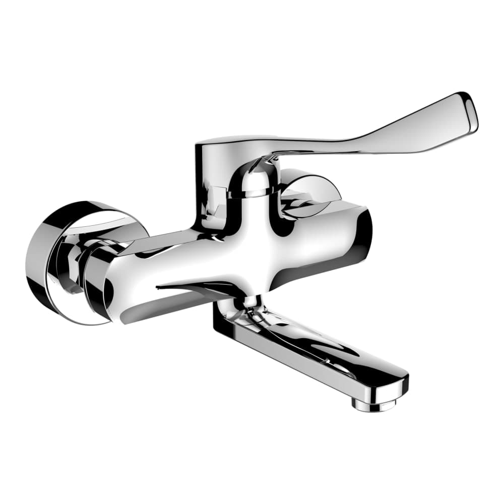 LAUFEN Umyvadlová stojánková páková baterie, otočný výtok 175 mm, s lékařskou pákou, kartuše s omezovačem teploty a průtoku, chrom #HF500922100694