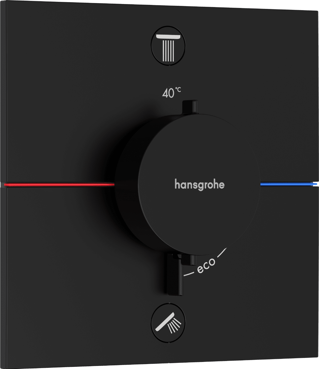 HANSGROHE ShowerSelect Comfort E Termostat pod omítku pro 2 spotřebiče se zabudovanou bezpečnostní kombinací podle EN1717 #15578670 - matná černá