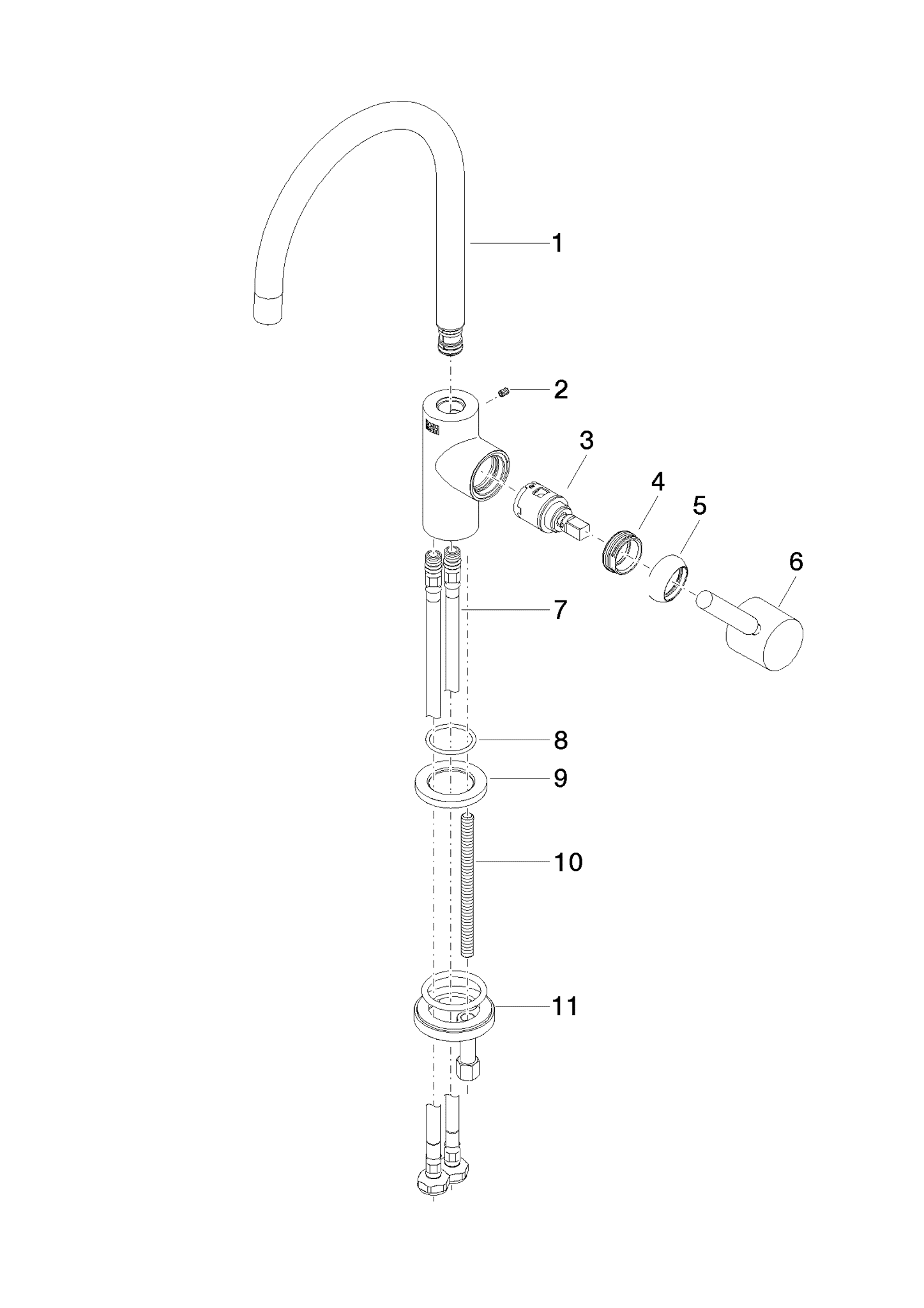 DORNBRACHT TARA BAR TAP jednopáková baterie - kartáčovaný chrom (vzhled nerezové oceli) #33805888-93