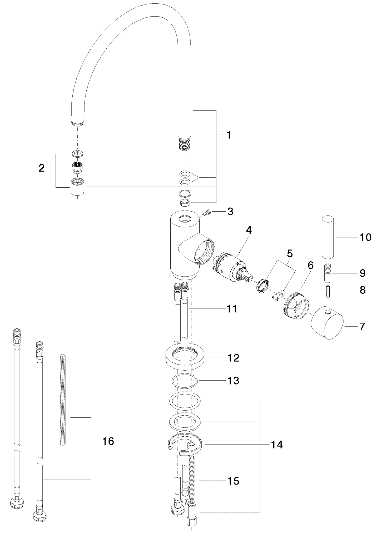 DORNBRACHT Jednopáková baterie TARA - černá matná #33815888-33