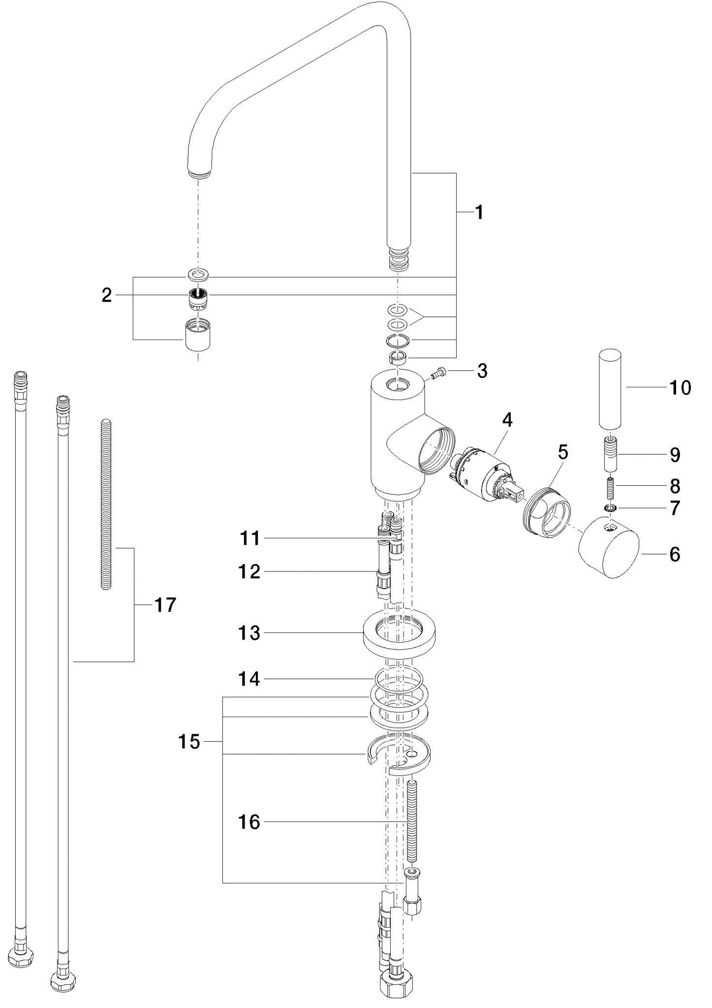 DORNBRACHT META 02 jednopáková směšovací baterie pro splachování/profesionální stříkání - platina #33820625-08