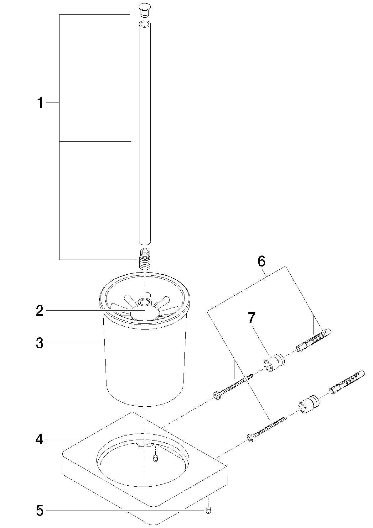 DORNBRACHT Sada WC štětek LULU, nástěnný model - kartáčovaná platina #83900710-06