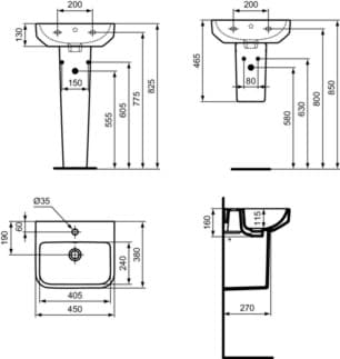 IDEAL STANDARD Umyvadlo Ideal Standard i.life B 450x380 mm, s 1 otvorem pro baterii, s otvorem pro přepad (kulatý) #T4610HY - Bílá (SmartGuard), obrázek 5