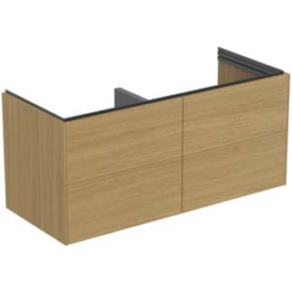 IDEAL STANDARD Dvojitá toaletní skříňka Conca nábytek 1200x505 mm, se 4 výsuvnými přihrádkami s tichým zavíráním #T5517Y6 - světlý dub
