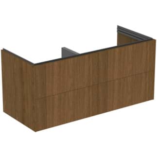 IDEAL STANDARD Dvojitá toaletní skříňka Conca nábytek 1200x505 mm, se 4 výsuvnými přihrádkami s tichým zavíráním #T5517Y5 - tmavý ořech