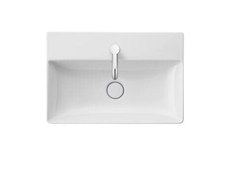 DURAVIT Umyvadlo Compact 235660 Design by Duravit #2356600014 - pp Barva 00, Bílá Vysoký lesk, Počet míst pro mytí: 1 Uprostřed, Počet otvorů pro armaturu na jednom umyvadle: 2 Uprostřed, Broušené 600 x 400 mm