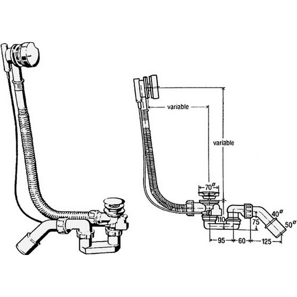 VIEGA SIMPLEX odtoková a přepadová souprava 285357