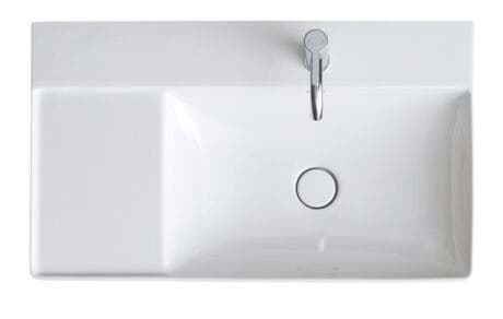 DURAVIT Umyvadlo 234980 Design by Duravit #2349800079 - pp Barva 00, Bílá Vysoký lesk, Obdélníkový, Počet míst pro mytí: 1 Vpravo, Počet otvorů pro armaturu na jednom umyvadle: 2 Uprostřed, Broušené 800 x 470 mm