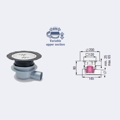 KESSEL koupelnový odtok klasický boční odtok Ř 50, těsnicí příruba 40150.30