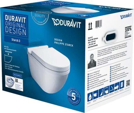 DURAVIT WC set závěsný 452709 Design by Philippe Starck #45270900A11 - © Barva 00, Objednací č.: 2527090000, Rozměry krabice: 401x450x565 mm 370 x 540 mm