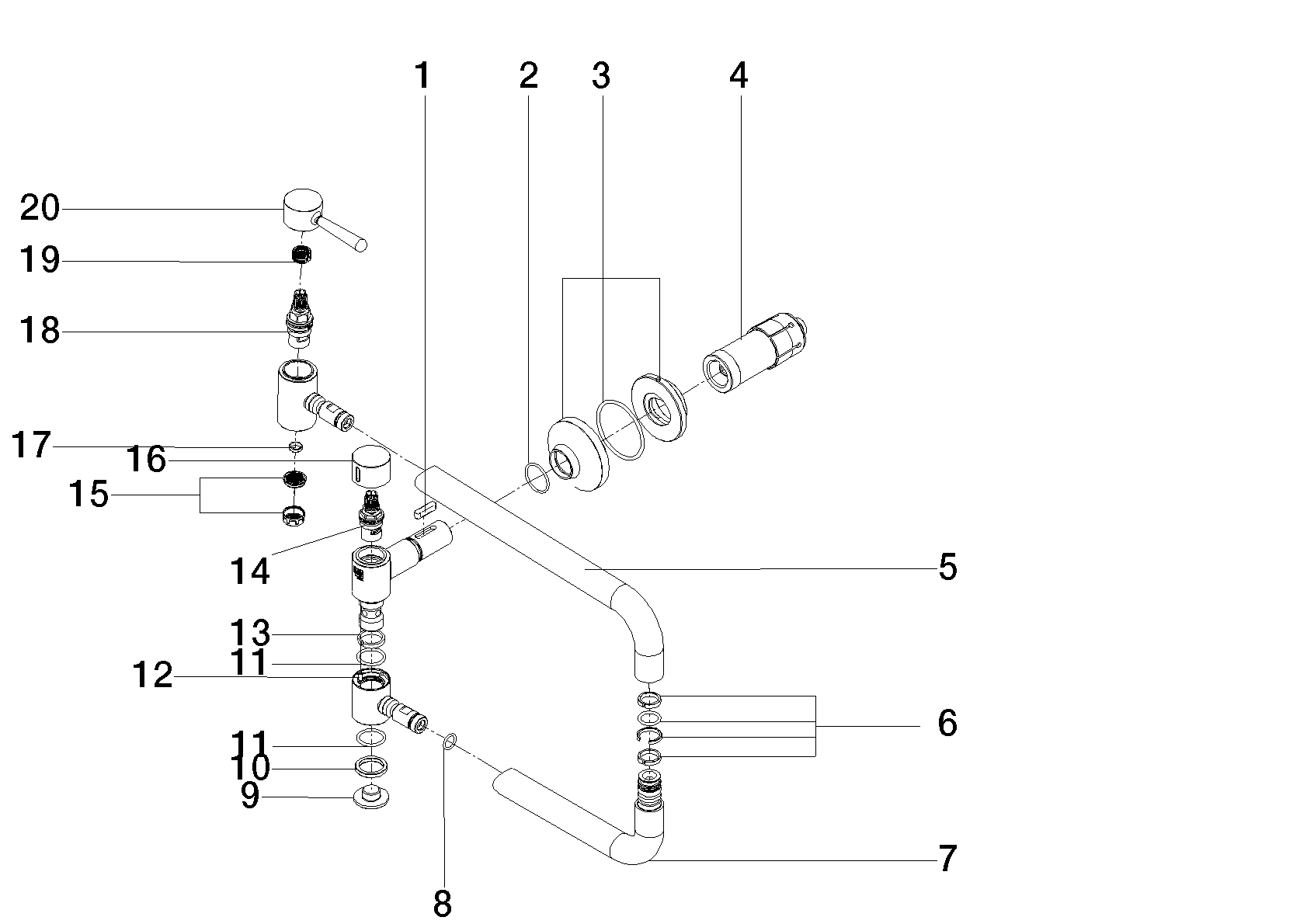 DORNBRACHT VAIA POT FILLER ventil studené vody - tmavý chrom #30805809-19