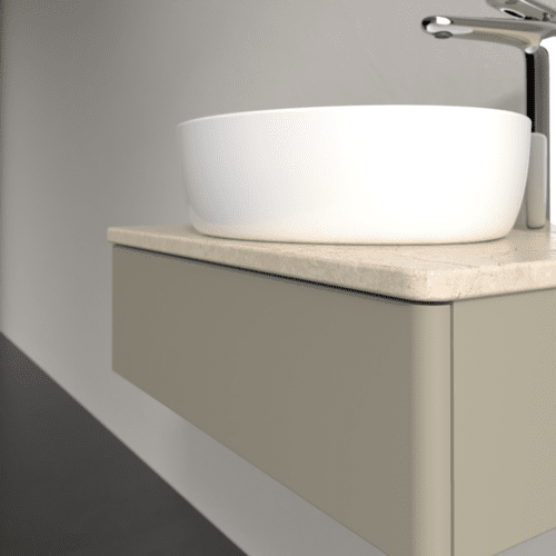 VILLEROY BOCH Toaletní skříňka Antao, 1 zásuvka, 600 x 190 x 500 mm, přední strana bez konstrukce, Stone Grey Matt Lacquer / Botticino #K07053HK, obrázek 5