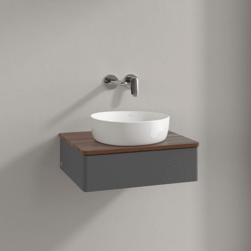 VILLEROY BOCH Toaletní skříňka Antao, 1 zásuvka, 600 x 190 x 500 mm, přední strana bez konstrukce, antracit matný lak / teplý ořech #K07012GK, obrázek 2