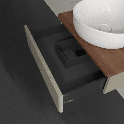 VILLEROY BOCH Toaletní skříňka Antao, 1 zásuvka, 600 x 190 x 500 mm, přední strana bez konstrukce, Stone Grey Matt Lacquer / Warm Walnut #K07012HK, obrázek 4
