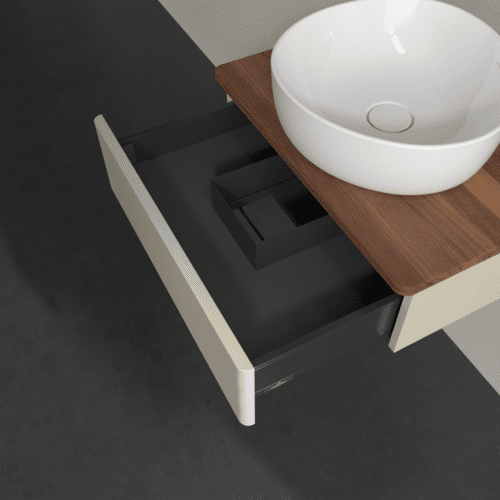 VILLEROY BOCH Toaletní skříňka Antao, 1 zásuvka, 600 x 190 x 500 mm, přední strana bez konstrukce, hedvábně šedý matný lak / teplý ořech #K07012HJ, obrázek 5