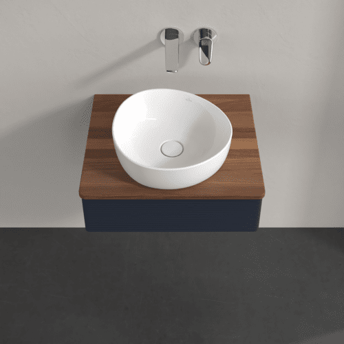 VILLEROY BOCH Toaletní skříňka Antao, 1 zásuvka, 600 x 190 x 500 mm, texturovaná přední část, matný lak Midnight Blue / teplý ořech #K07112HG, obrázek 4