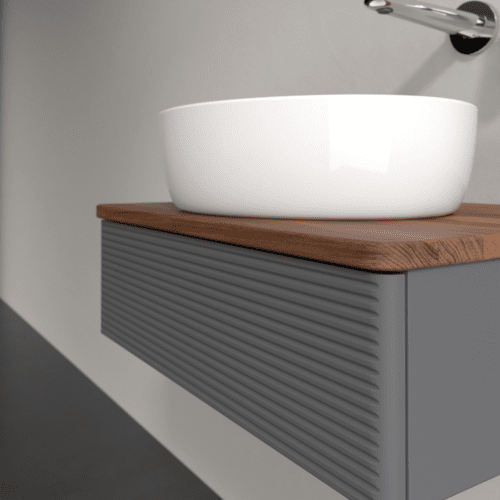 VILLEROY BOCH Toaletní skříňka Antao, 1 zásuvka, 600 x 190 x 500 mm, přední strana s konstrukcí, antracitový matný lak / teplý ořech #K07112GK, obrázek 5