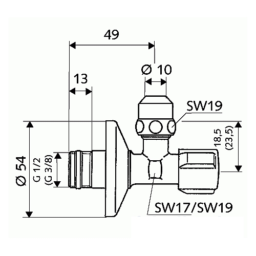 SCHELL COMFORT rohový ventil 1/2" #049070699 chrom