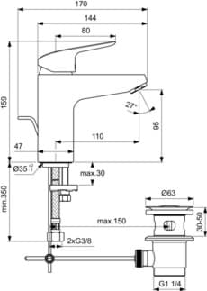 IDEAL STANDARD Umyvadlová baterie Ceraflex Grande, 110mm výčnělek #B1713AA - chrom