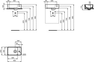 IDEAL STANDARD Umyvadlo Strada II 450x270 mm, s 1 otvorem pro baterii, s přepadovým otvorem (štěrbinové) #T299401 - Bílá (Alpine), obrázek 6
