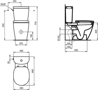 IDEAL STANDARD Připojení splachovací nádržky #E786101 - Bílá (Alpská), obrázek 29