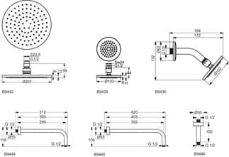 IDEAL STANDARD Idealrain Atelier sprchové nástěnné rameno #B9445A5 - Magnetic Grey, obrázek 4