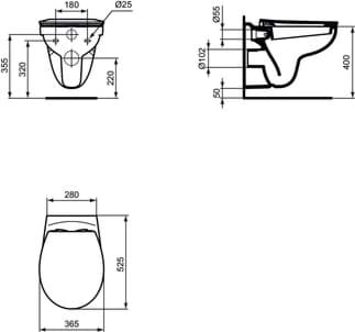 IDEAL STANDARD Závěsné WC Eurovit #V390601 - Bílá (Alpine), obrázek 2