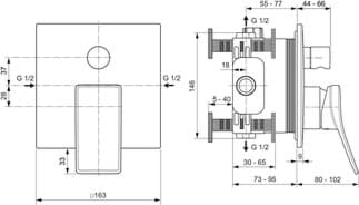 IDEAL STANDARD Podomítková vanová baterie Conca #A7375GN - Nerezová ocel