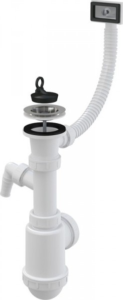 ALCA PLAST sifon dřezový DN50/40 s nerez mřížkou a flexi přepadem #A444