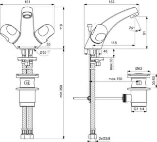 IDEAL STANDARD Umyvadlová baterie Alpha, 120mm výčnělek #B2036AA - chrom