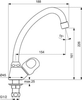 IDEAL STANDARD Sloupkový ventil Alpha, průmět 154 mm #B1841AA - chrom