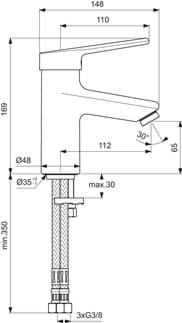 IDEAL STANDARD Umyvadlová baterie Ceraplus bez výsuvného odpadu ND, průmět 112 mm #BC094AA - chrom