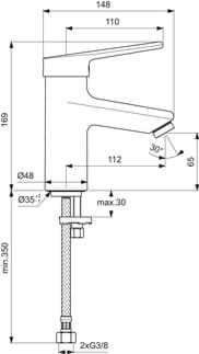 IDEAL STANDARD Umyvadlová baterie Ceraplus bez výsuvného výtoku, průmět 112 mm #BC092AA - chrom