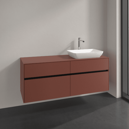 VILLEROY BOCH Toaletní skříňka Collaro, 4 výsuvy, 1400 x 548 x 500 mm, Vínově červená / Vínově červená #C11800AH, obrázek 2