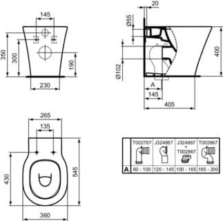 IDEAL STANDARD Connect Air Washdown WC s technologií AquaBlade #E004201 - Bílá (Alpine), obrázek 8