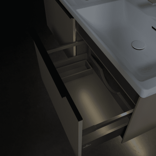 VILLEROY BOCH Subway 3.0 Vanity unit, s osvětlením, 2 výsuvy, 1272 x 429 x 478 mm, taupe #C567L1VM, obrázek 8