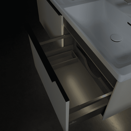 VILLEROY BOCH Subway 3.0 Vanity unit, s osvětlením, 2 výsuvy, 1272 x 429 x 478 mm, Cashmere Grey #C567L1VN, obrázek 8