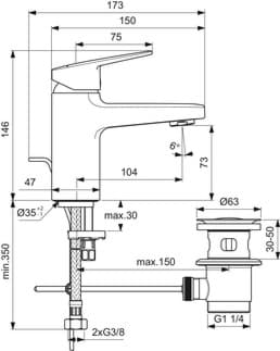 IDEAL STANDARD Umyvadlová baterie Ceraplan H75, výčnělek 104 mm #BD274AA - chrom