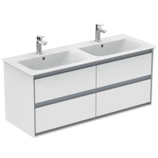 IDEAL STANDARD Dvojitá toaletní skříňka Connect Air 1200x440 mm, se 4 výsuvy s měkkým zavíráním #E0822KN - bílá lesklá / světle šedá matná