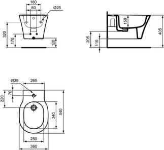 IDEAL STANDARD Connect Air nástěnný bidet #E2335MA - Bílá (Alpine) s Ideal Plus, obrázek 1