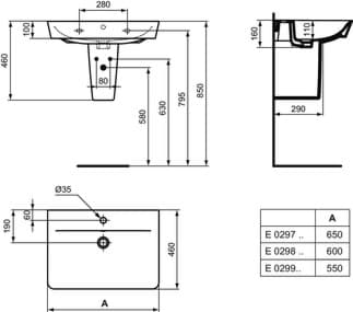 IDEAL STANDARD Connect Air nástěnný sloupek #E0309MA - Bílá (Alpine) s Ideal Plus, obrázek 11